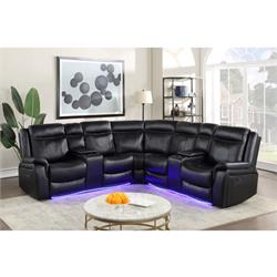 LEVIN BLACK SECTIONAL WITH LED LIGHTING LE950WB/LALB/RALB Image