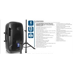 10,000 WATT PA SYSTEM SPEAKER WITH STAND AND MIC LION15PKG Image